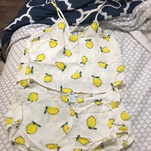 Lemon Print Cami Top & Shorts Pajama Set